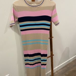 Striped Short Sleeve Sweater Dress
